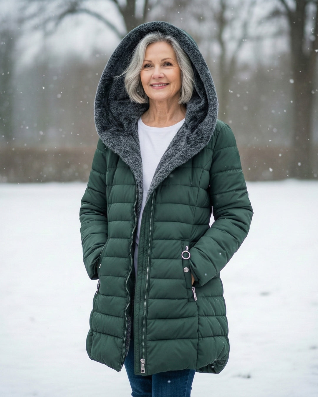 Fleece-Lined A-Line Puffer Coat