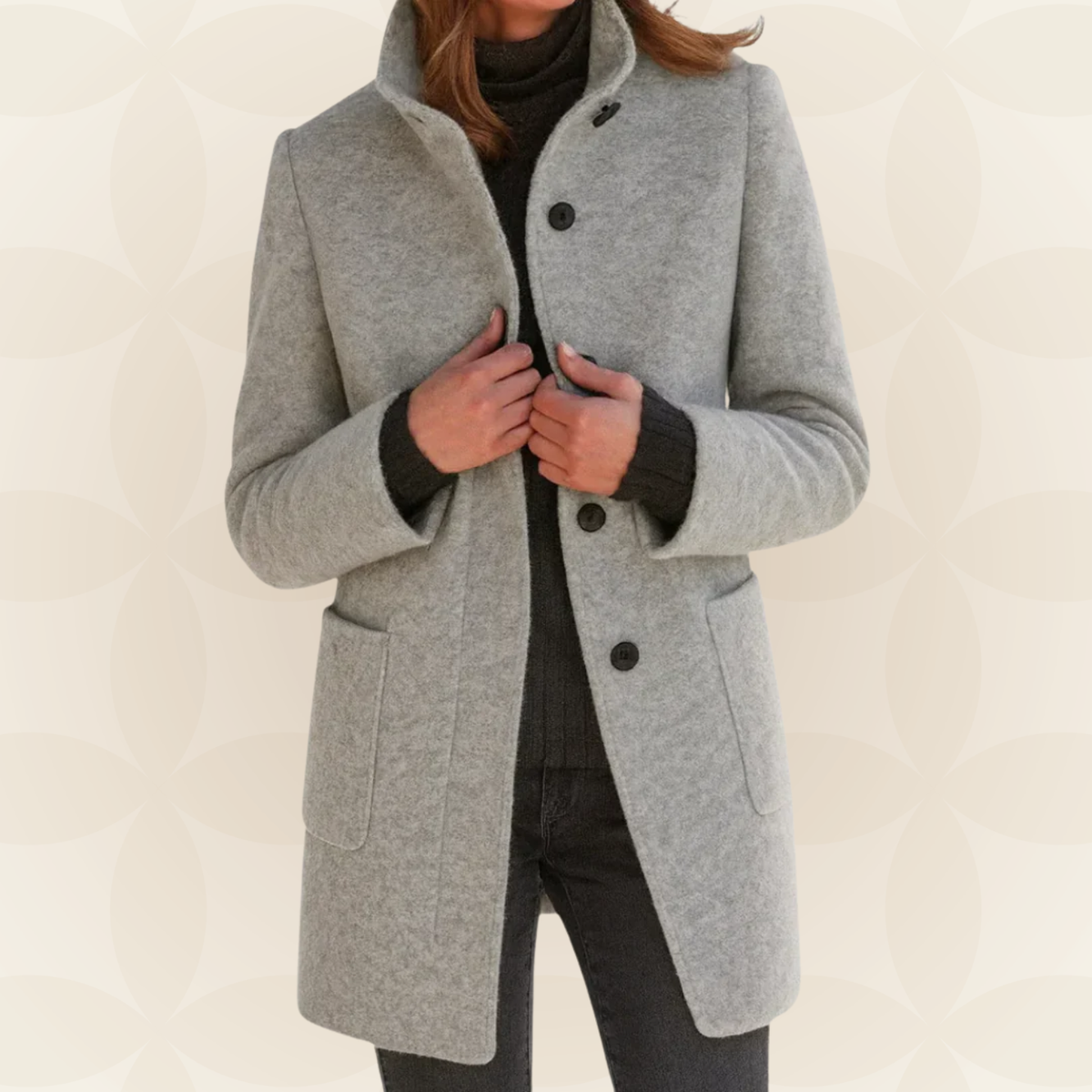 High-Collar Button-Front Coat