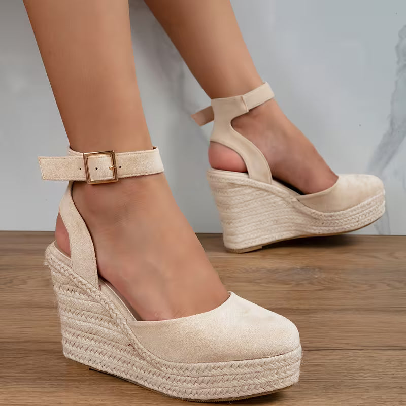 Barcelona Ankle Strap Espadrille Wedges