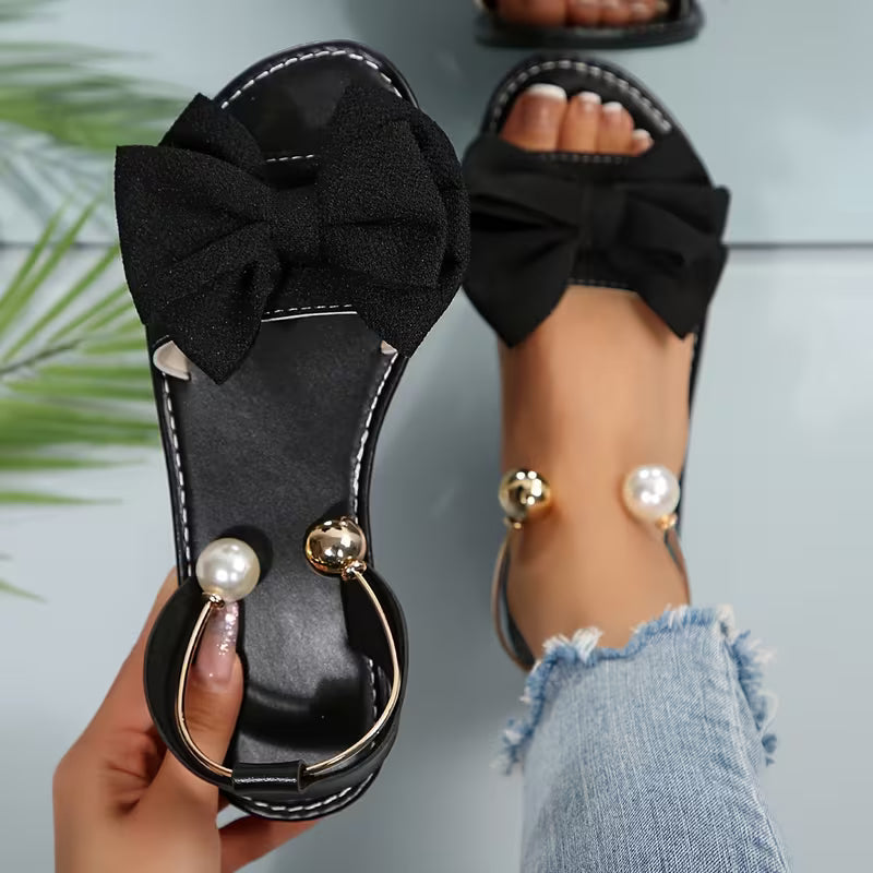Bow Slingback Flat Sandals