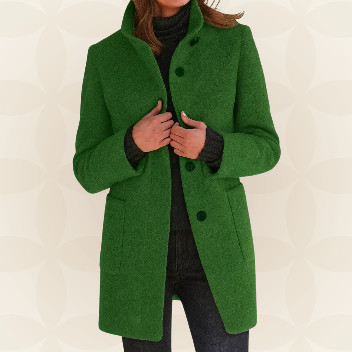 High-Collar Button-Front Coat