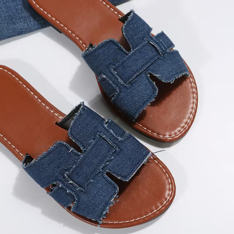 Demi Denim Slides
