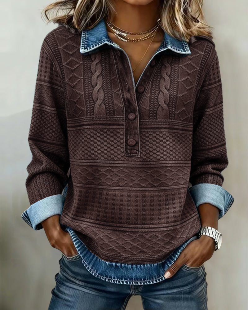 Half-Button Collared Sweatshirt