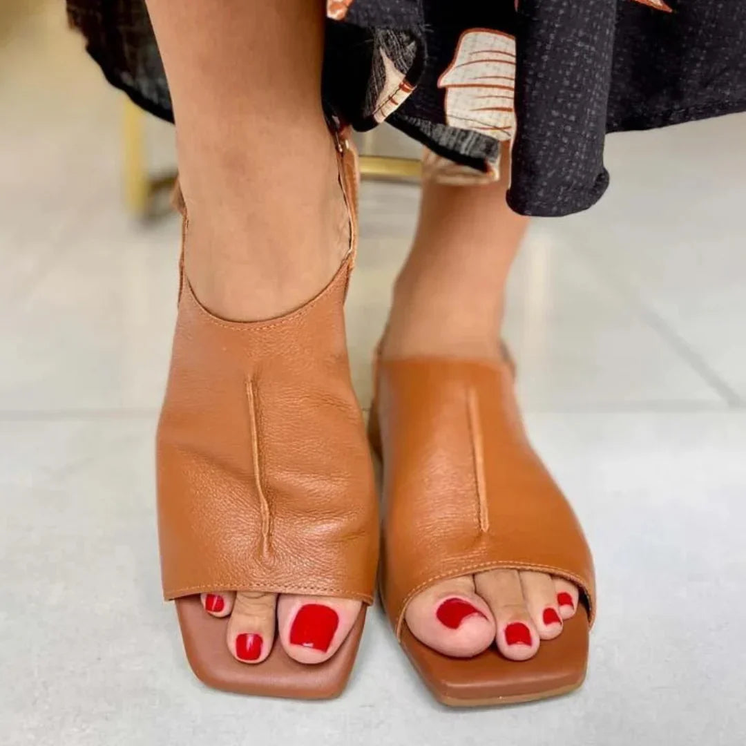 Vera Leather Block Heel Sandals
