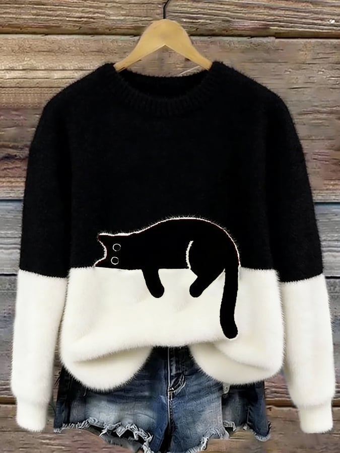 Sleeping Cat Knit Sweater