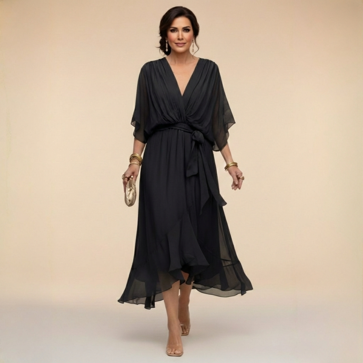 Chiffon V-Neck Dress