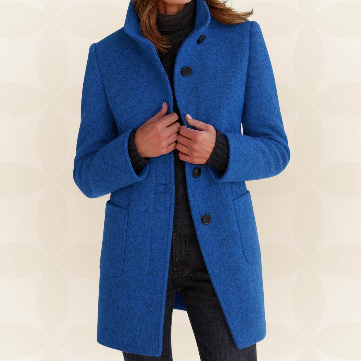 High-Collar Button-Front Coat