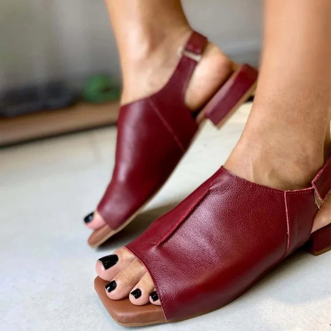 Vera Leather Block Heel Sandals