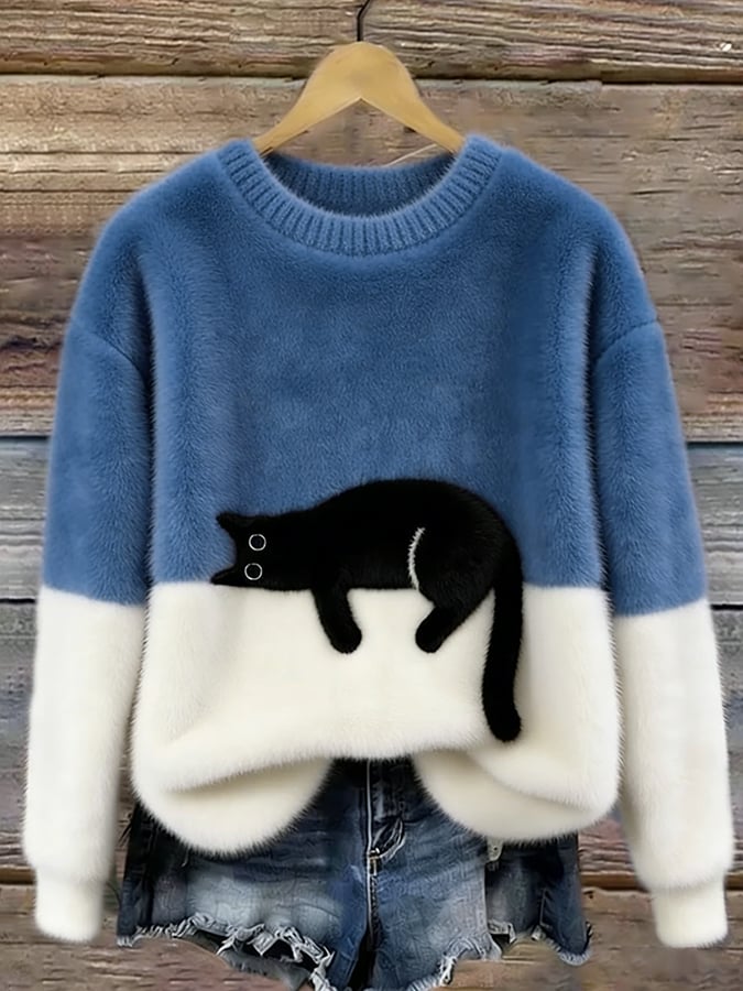 Sleeping Cat Knit Sweater