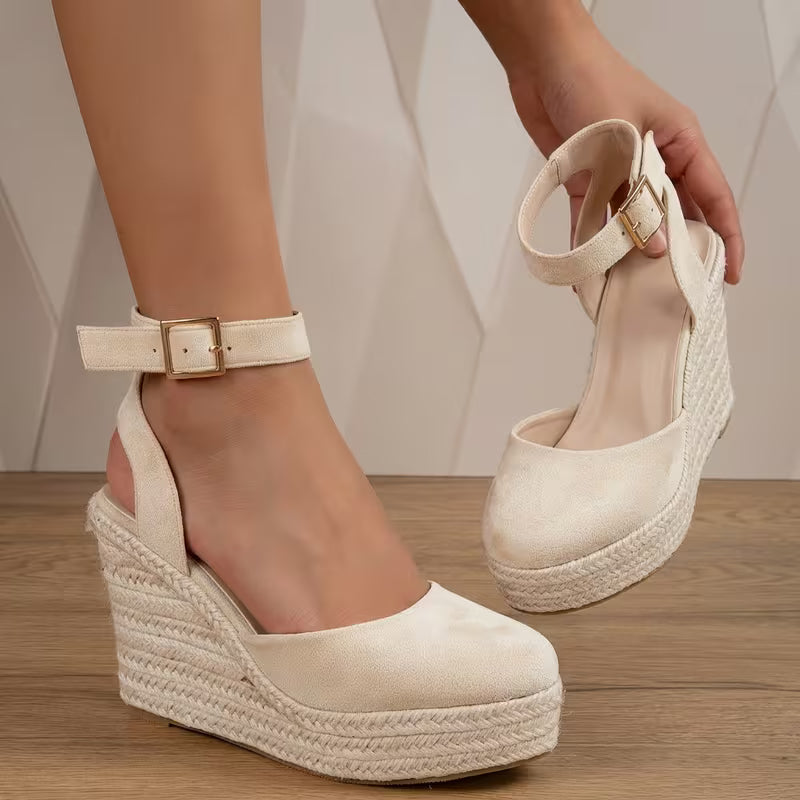 Barcelona Ankle Strap Espadrille Wedges