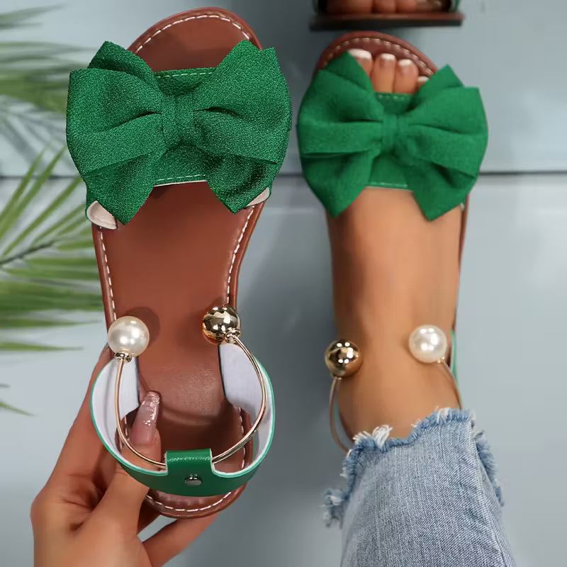 Bow Slingback Flat Sandals