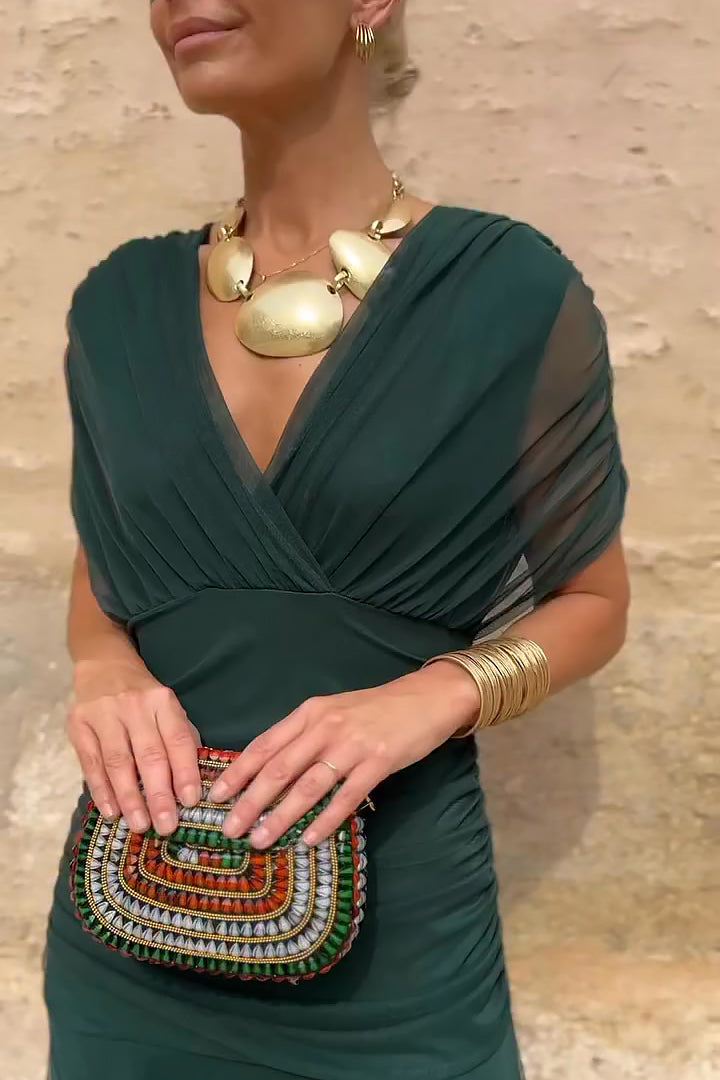Painted Floral V-Neck Maxi Dress