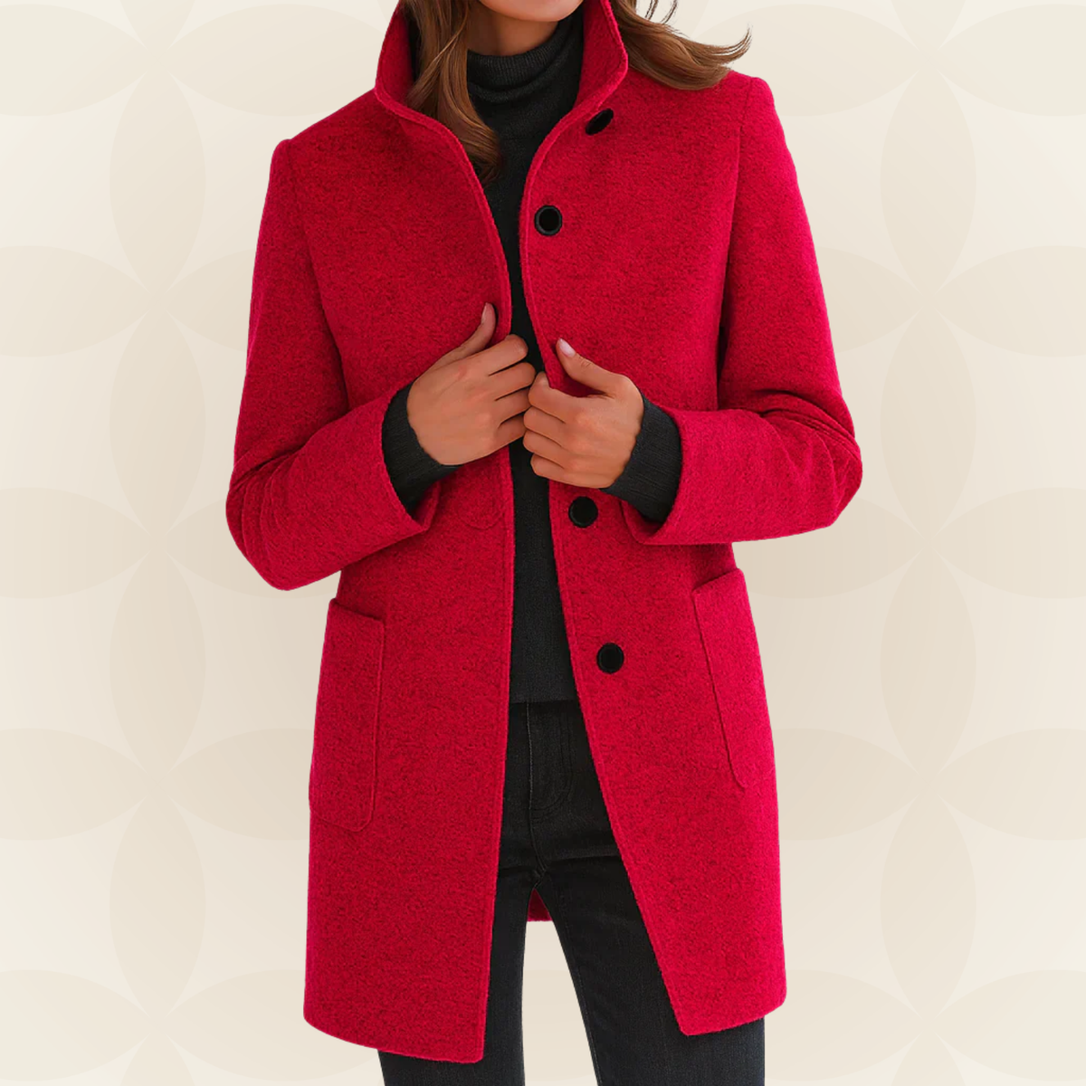 High-Collar Button-Front Coat