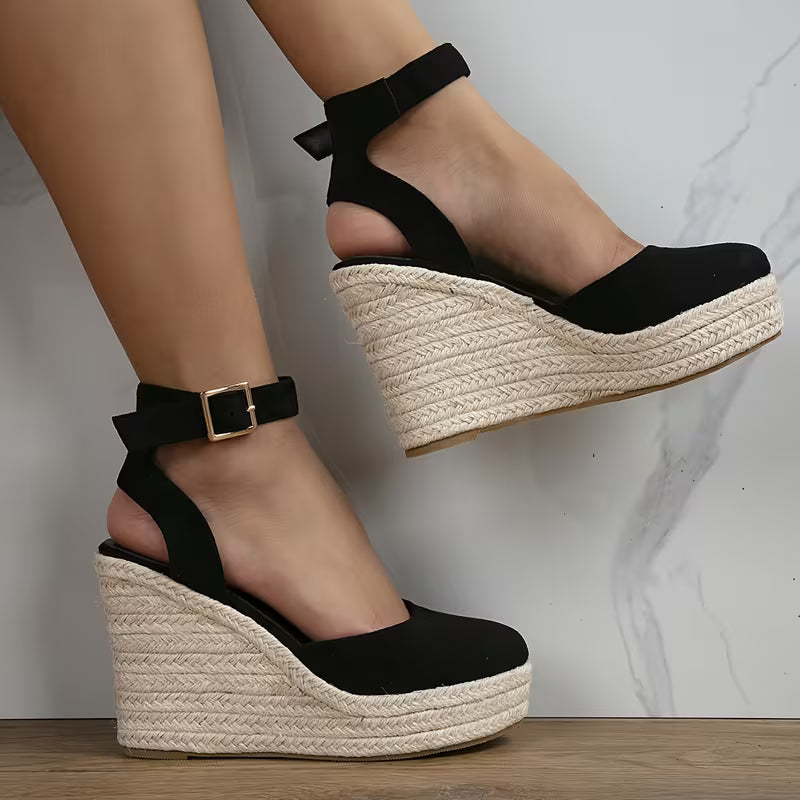 Barcelona Ankle Strap Espadrille Wedges