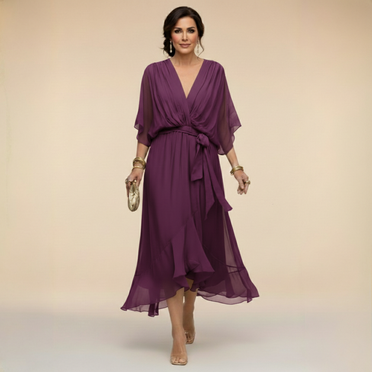 Chiffon V-Neck Dress
