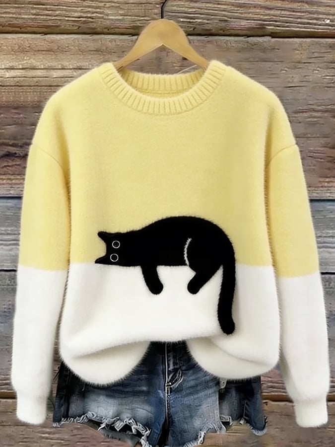 Sleeping Cat Knit Sweater