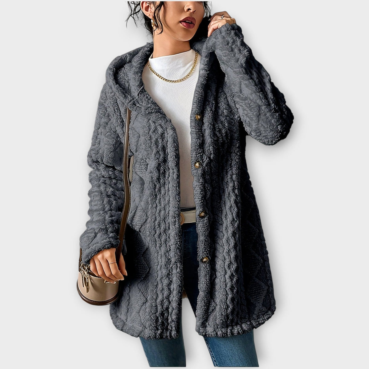Textured Hooded Winter Jacket