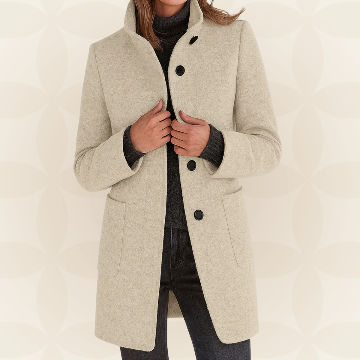High-Collar Button-Front Coat