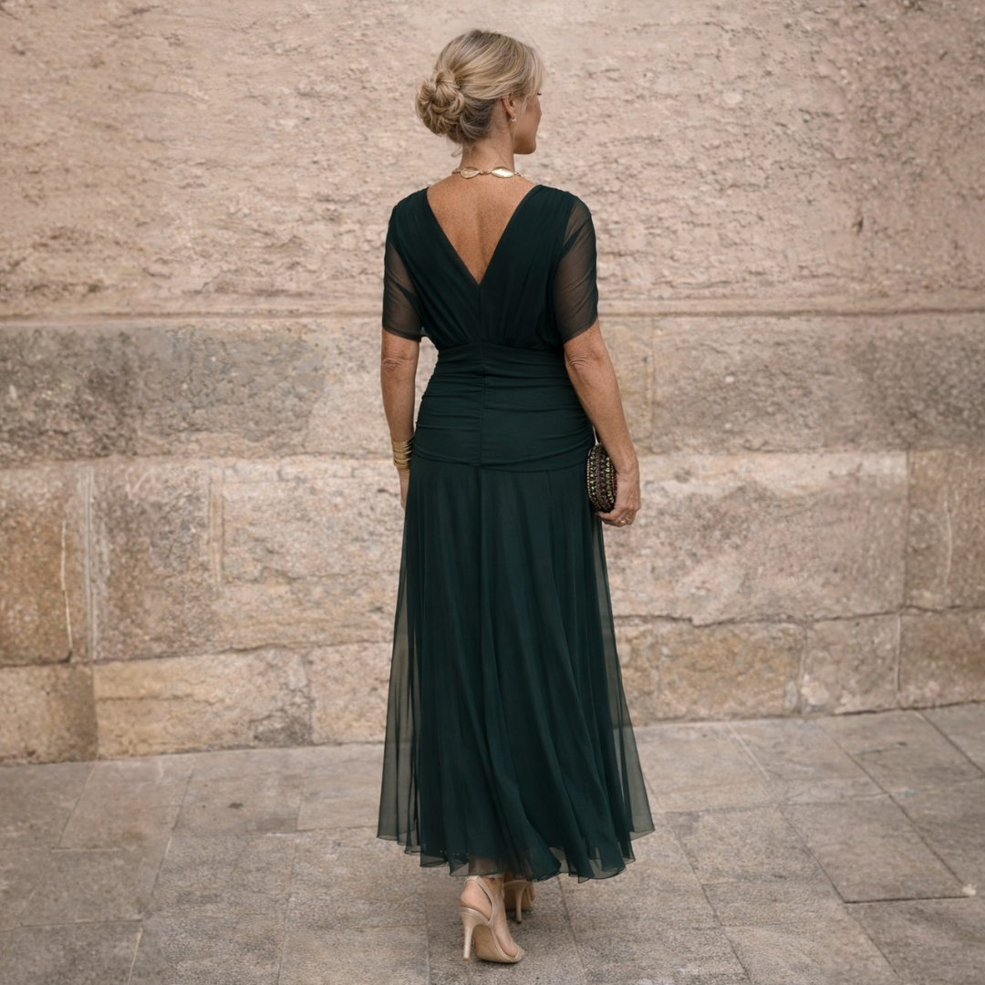 Draped Chiffon Maxi Dress