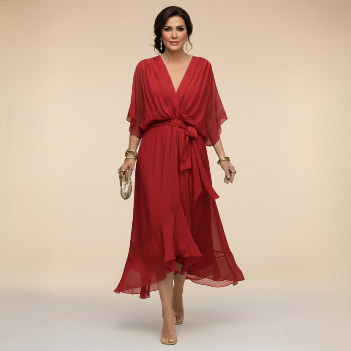 Chiffon V-Neck Dress