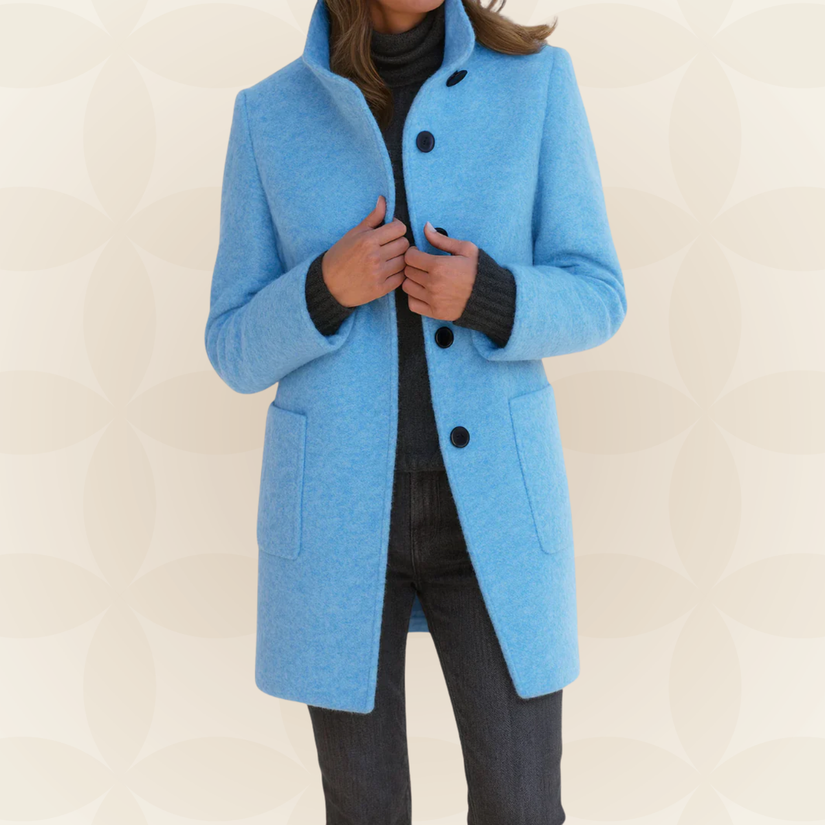High-Collar Button-Front Coat