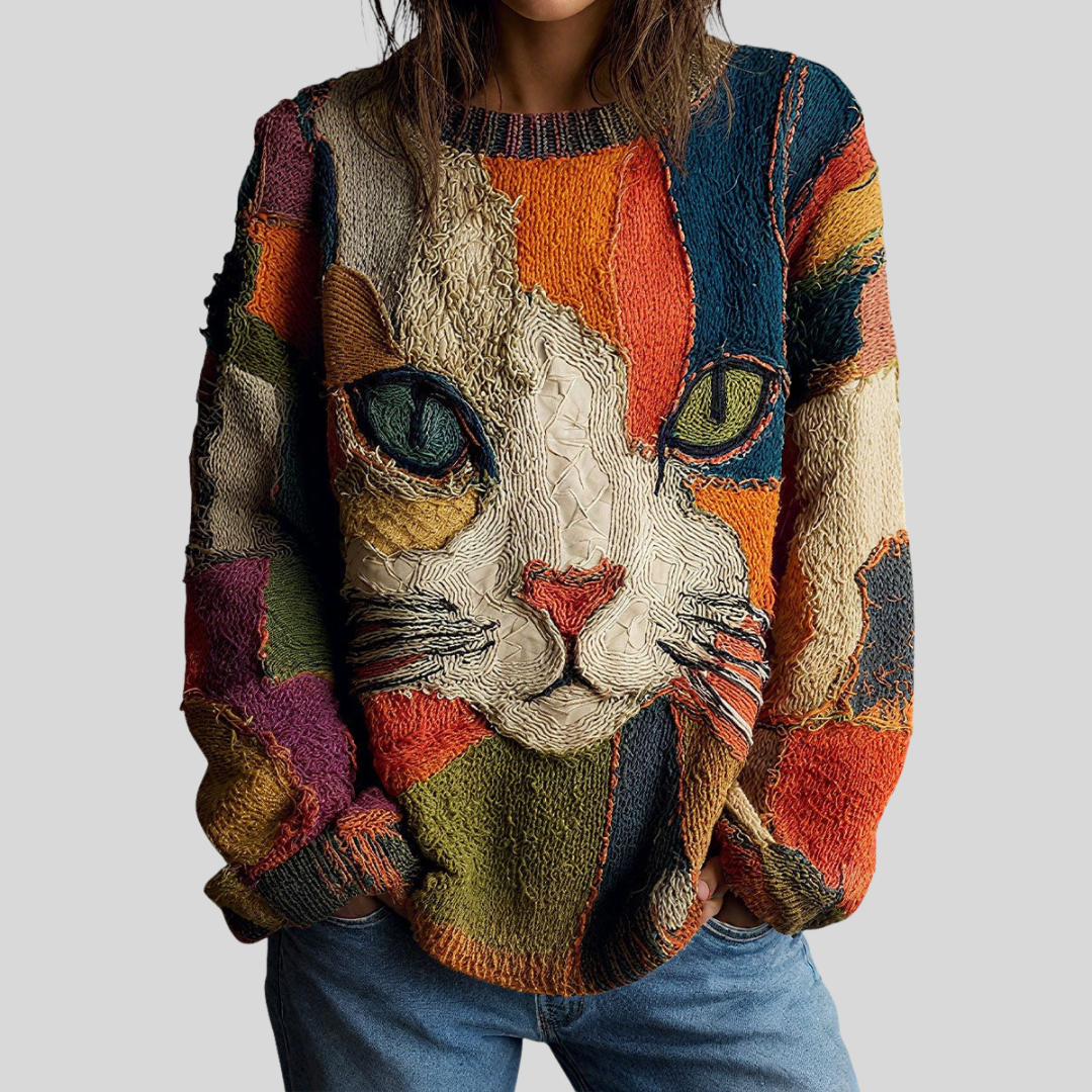 Artistic Cat Print Top