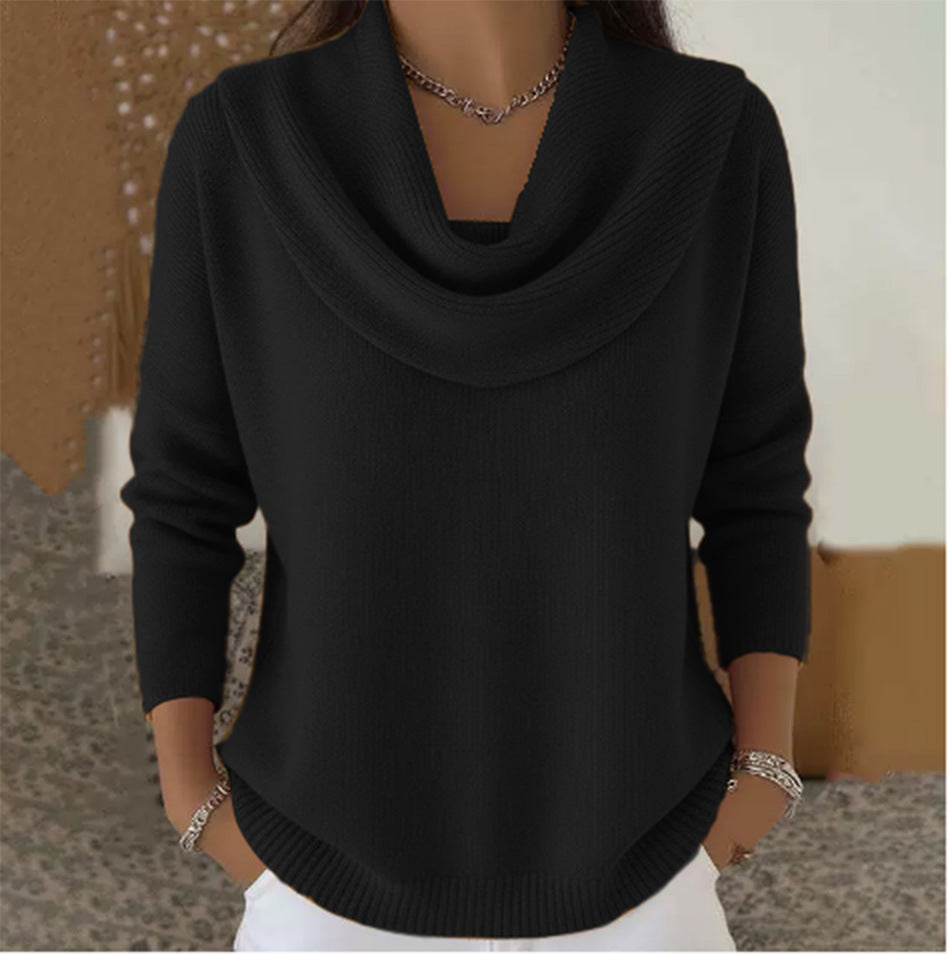 Cowl-Neck Knit Sweater