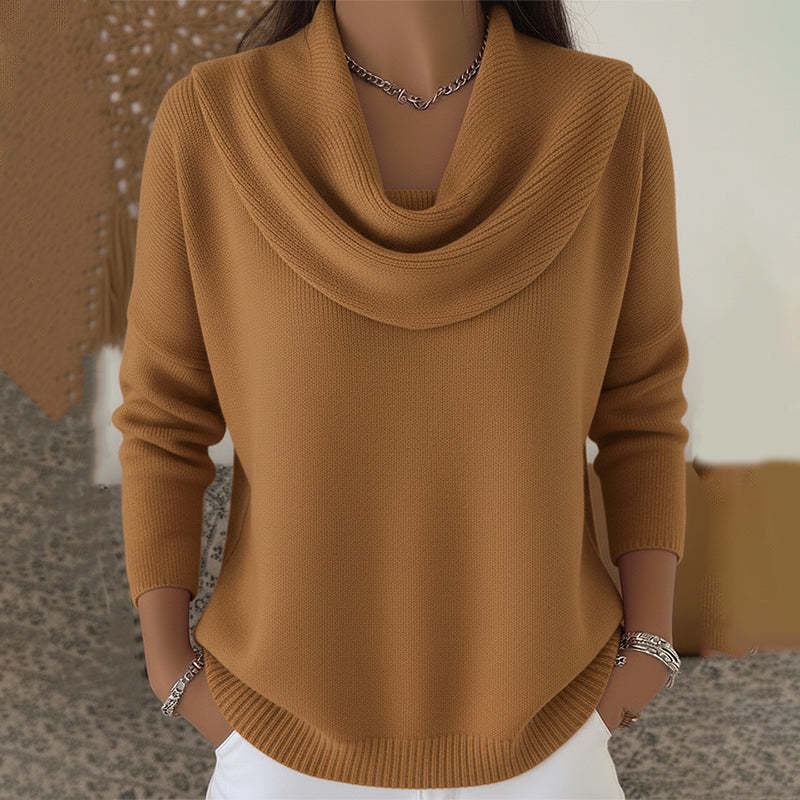Cowl-Neck Knit Sweater