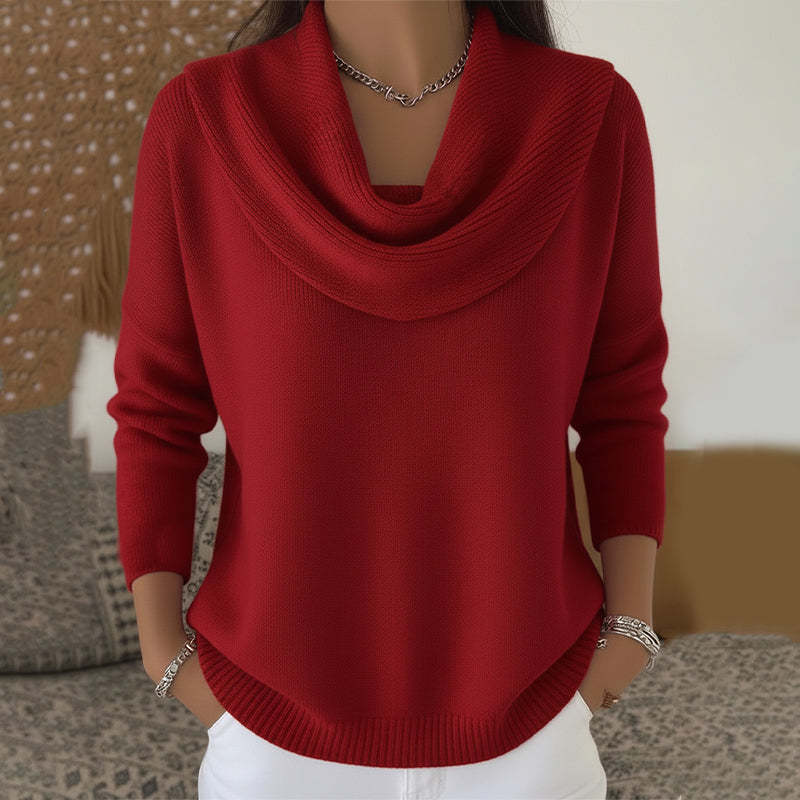 Cowl-Neck Knit Sweater