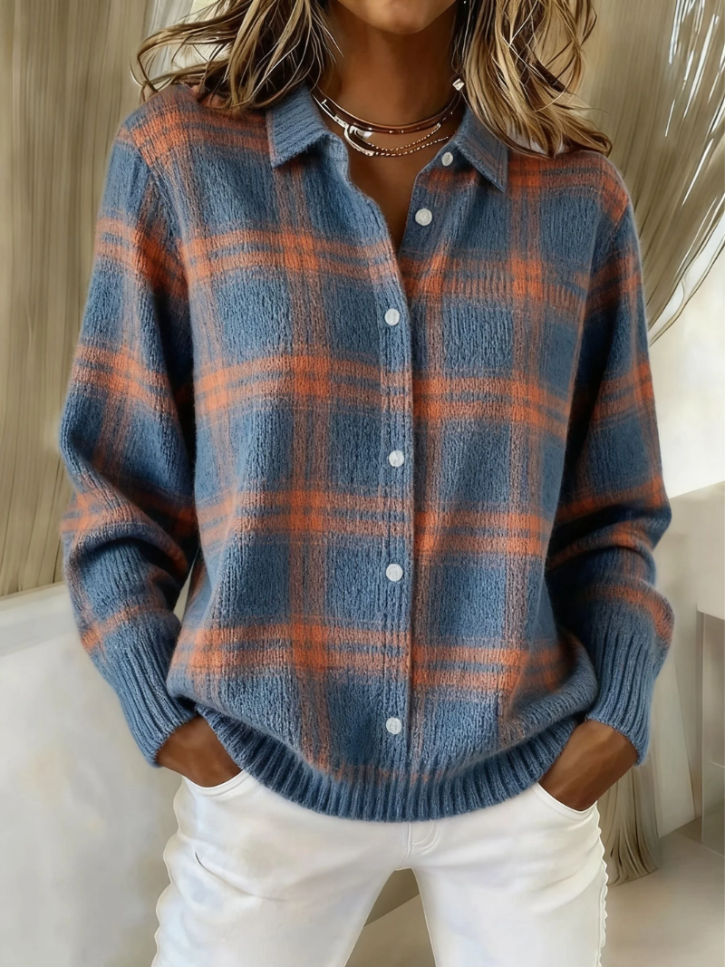 Zafira | Blue Plaid Cardigan