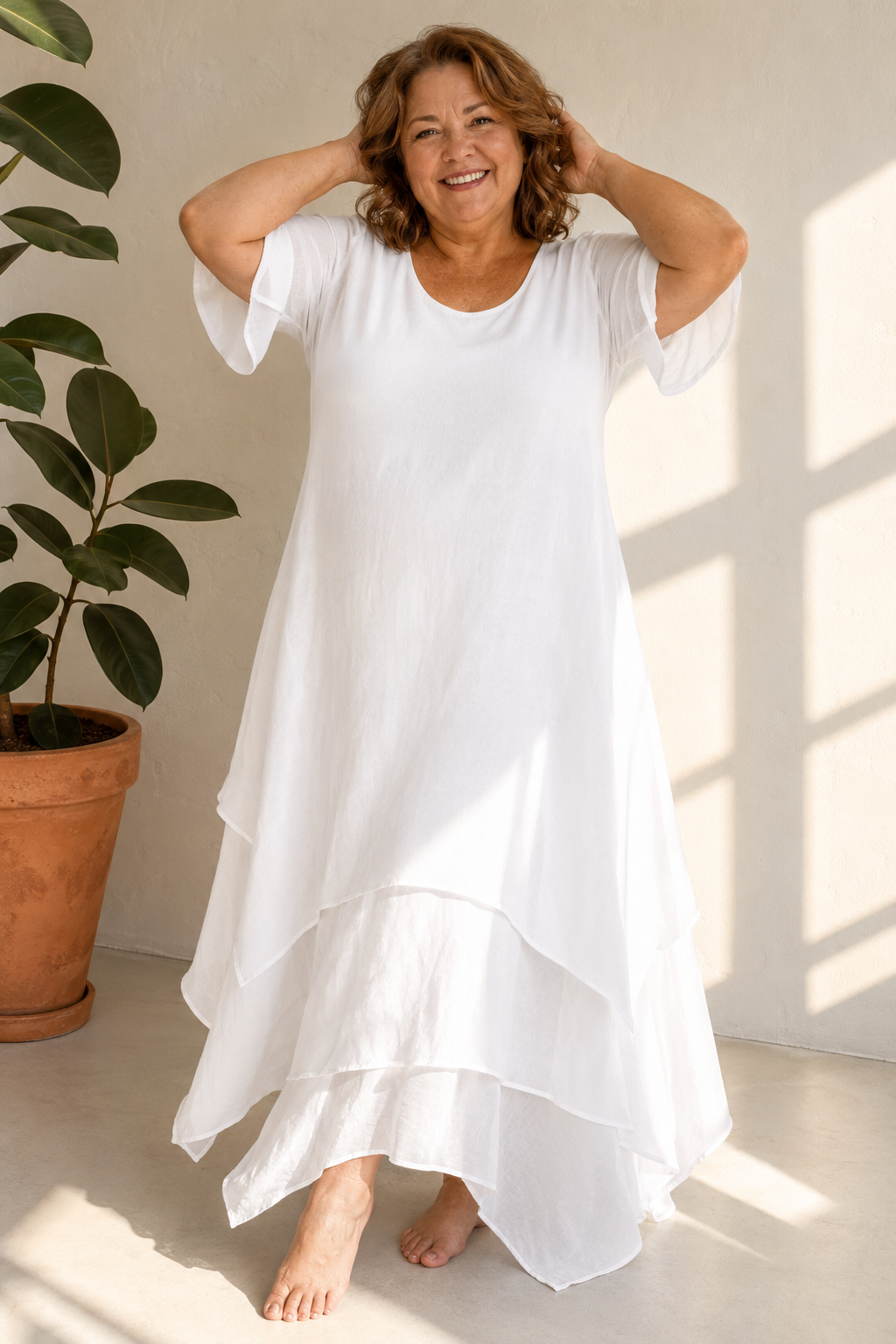 Open-Neck Flowing Maxi Dress