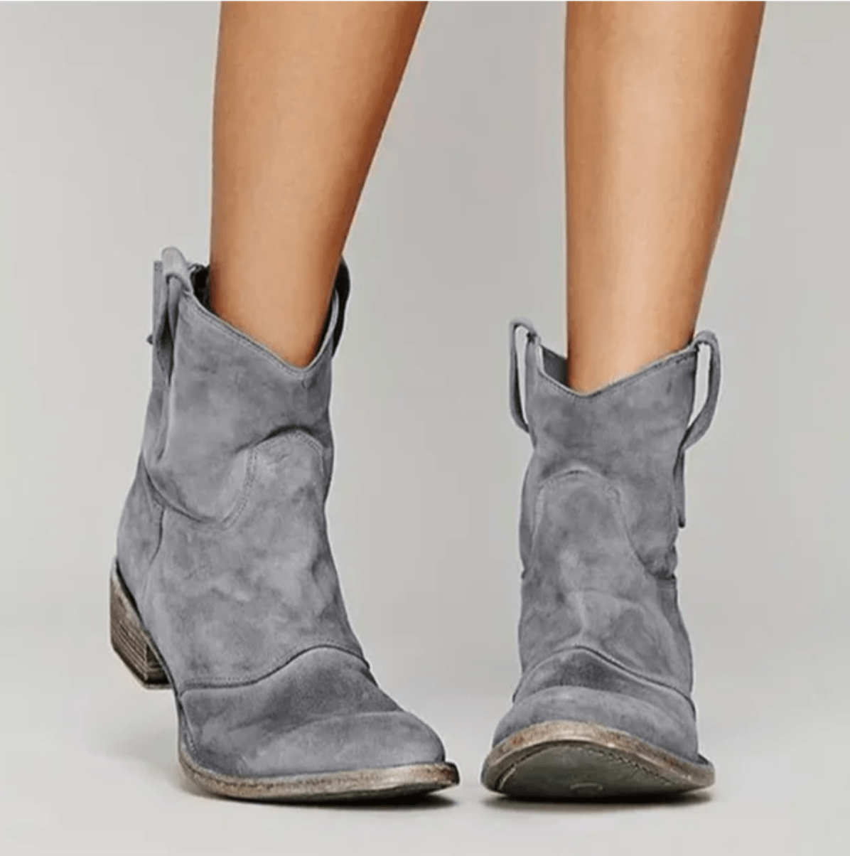 Side-Zip Suede Block Heel Boots
