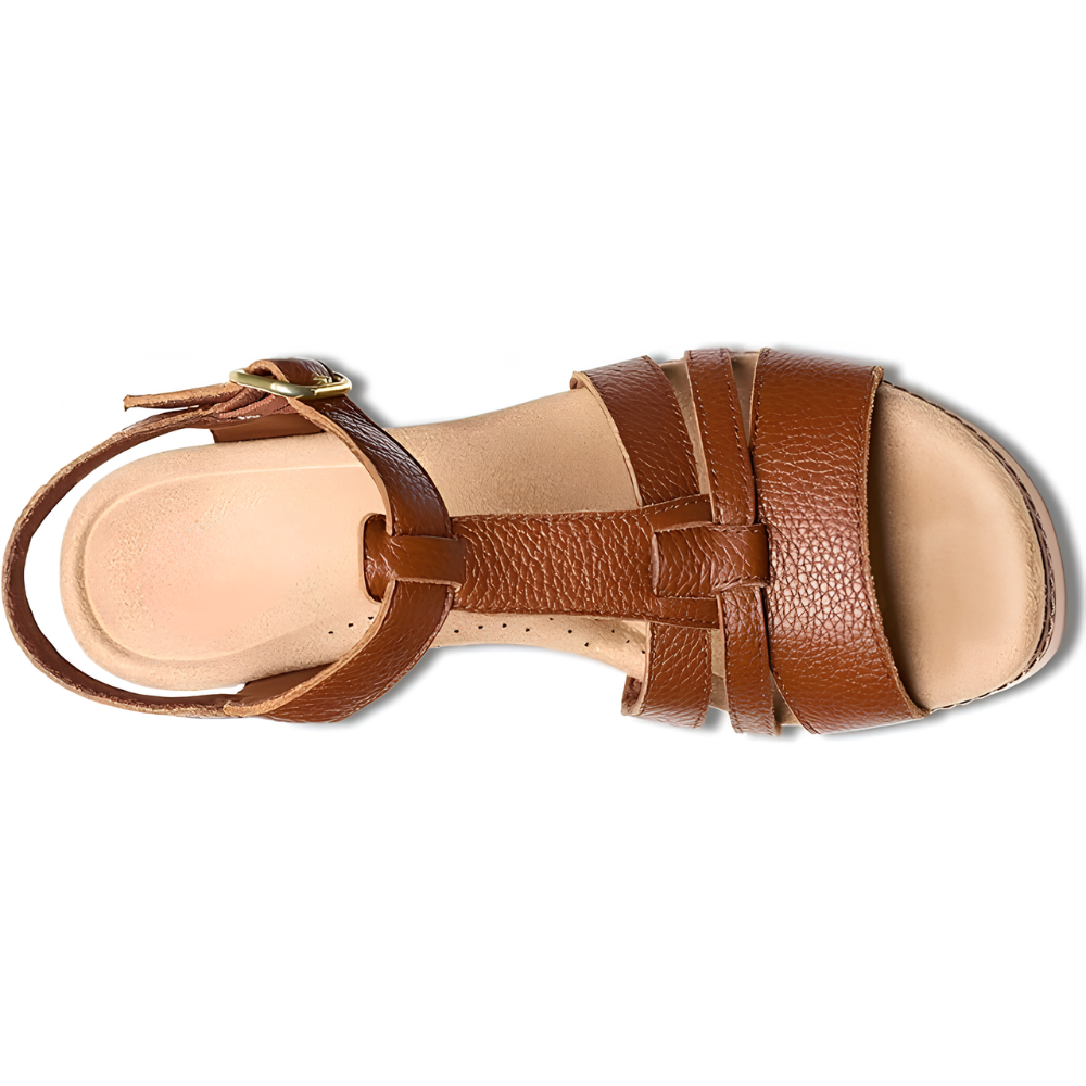 Olivia Leather T-Strap Heeled Sandals