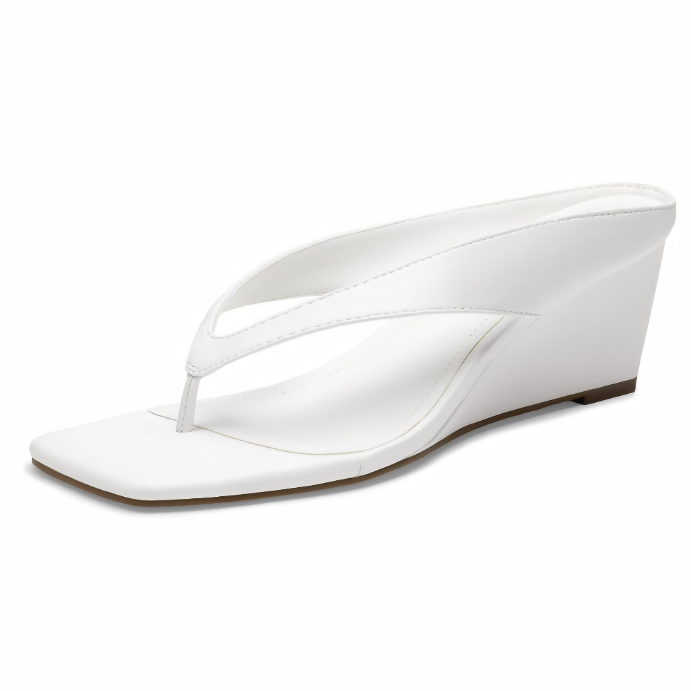 Portofino Square-Toe Thong Wedge Sandals