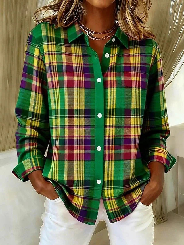 Dulcie | Plaid Button-Front Blouse