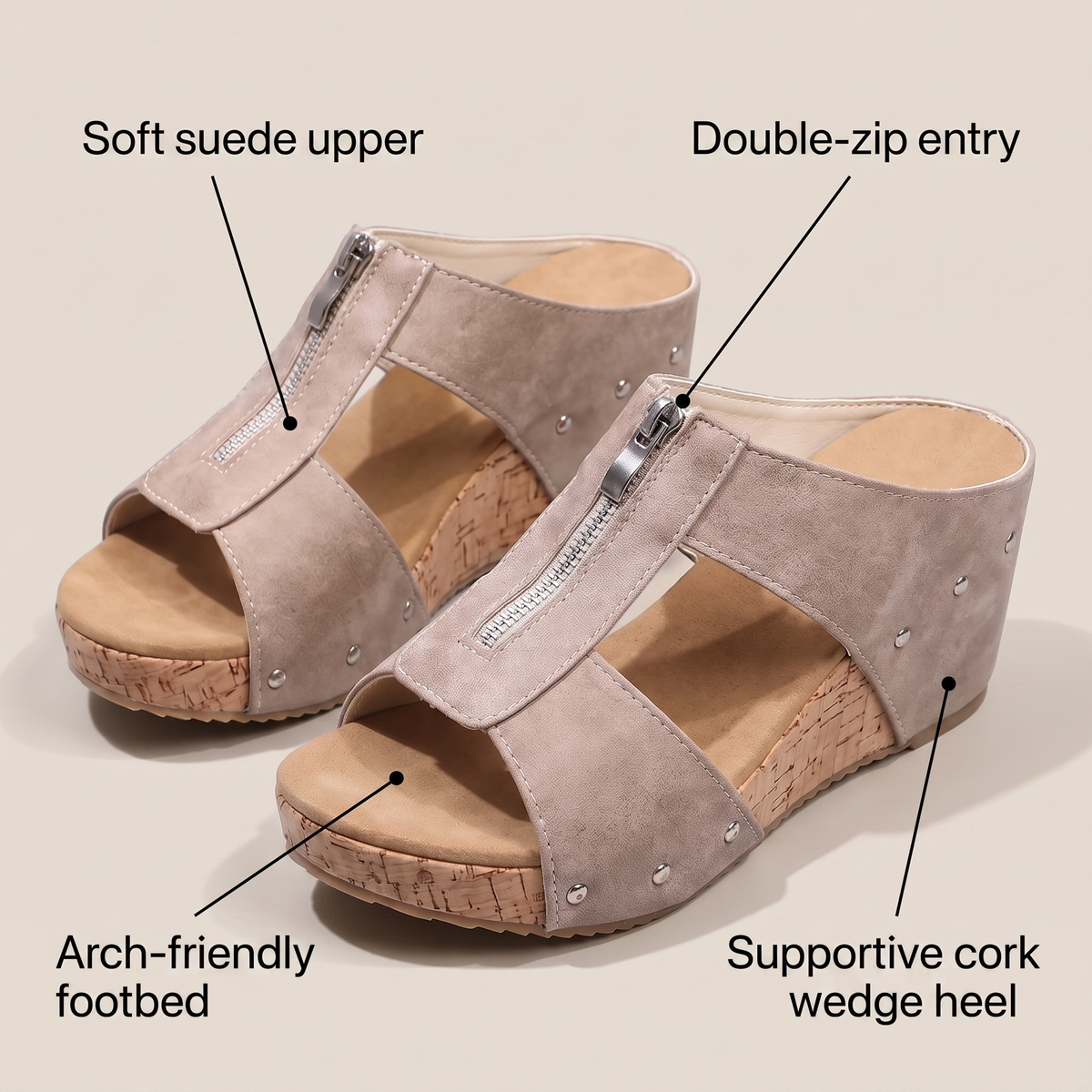 Aria Zip-Up Orthopedic Sandals