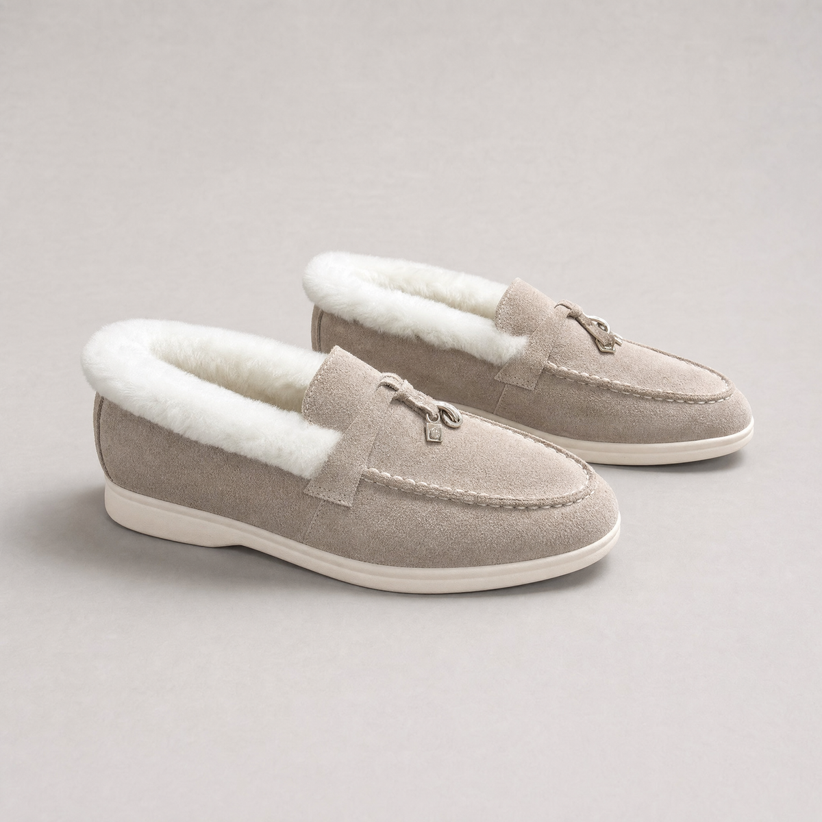 Cozy Luxe Winter Loafers — Light Gray product detail