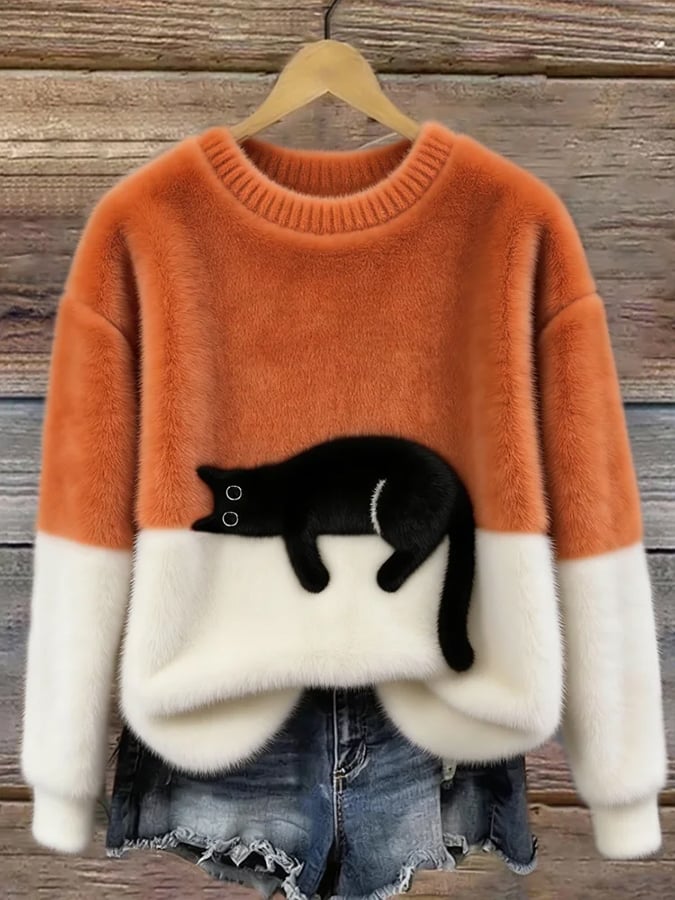 Sleeping Cat Knit Sweater