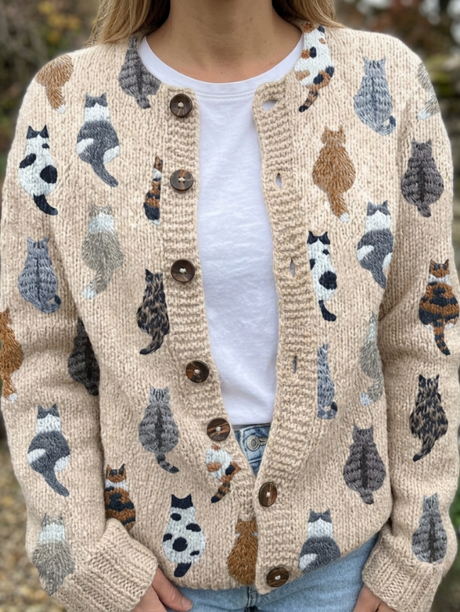 Charlotte | Cat-Print Cardigan