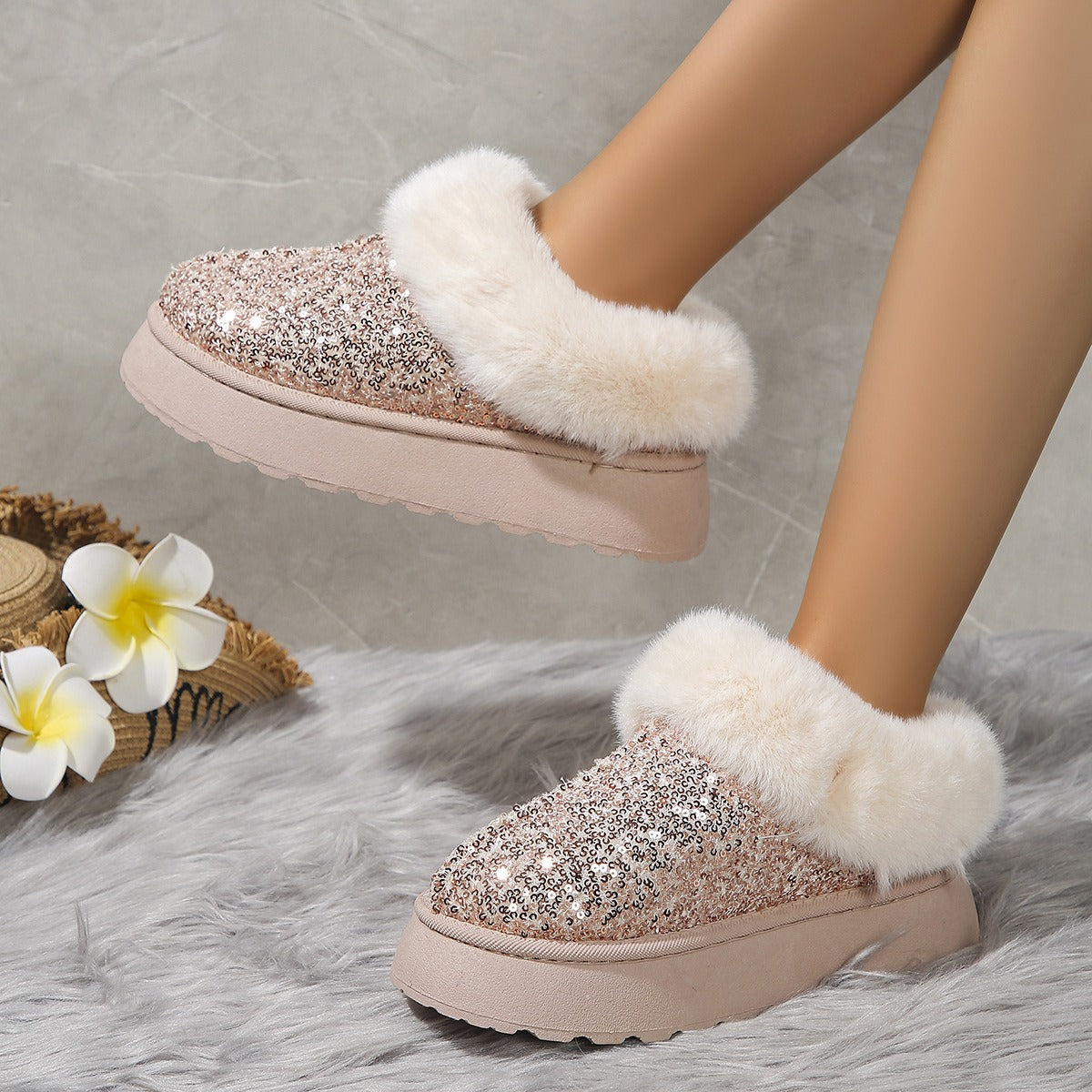 CrystalFur Comfort Platform Boots