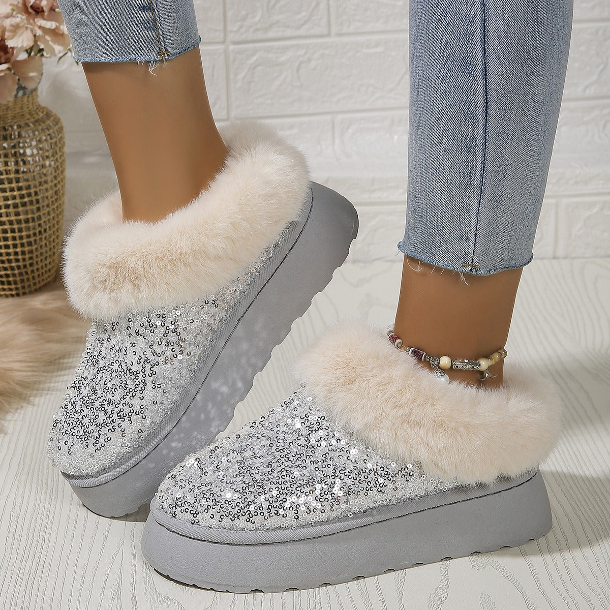 CrystalFur Comfort Platform Boots
