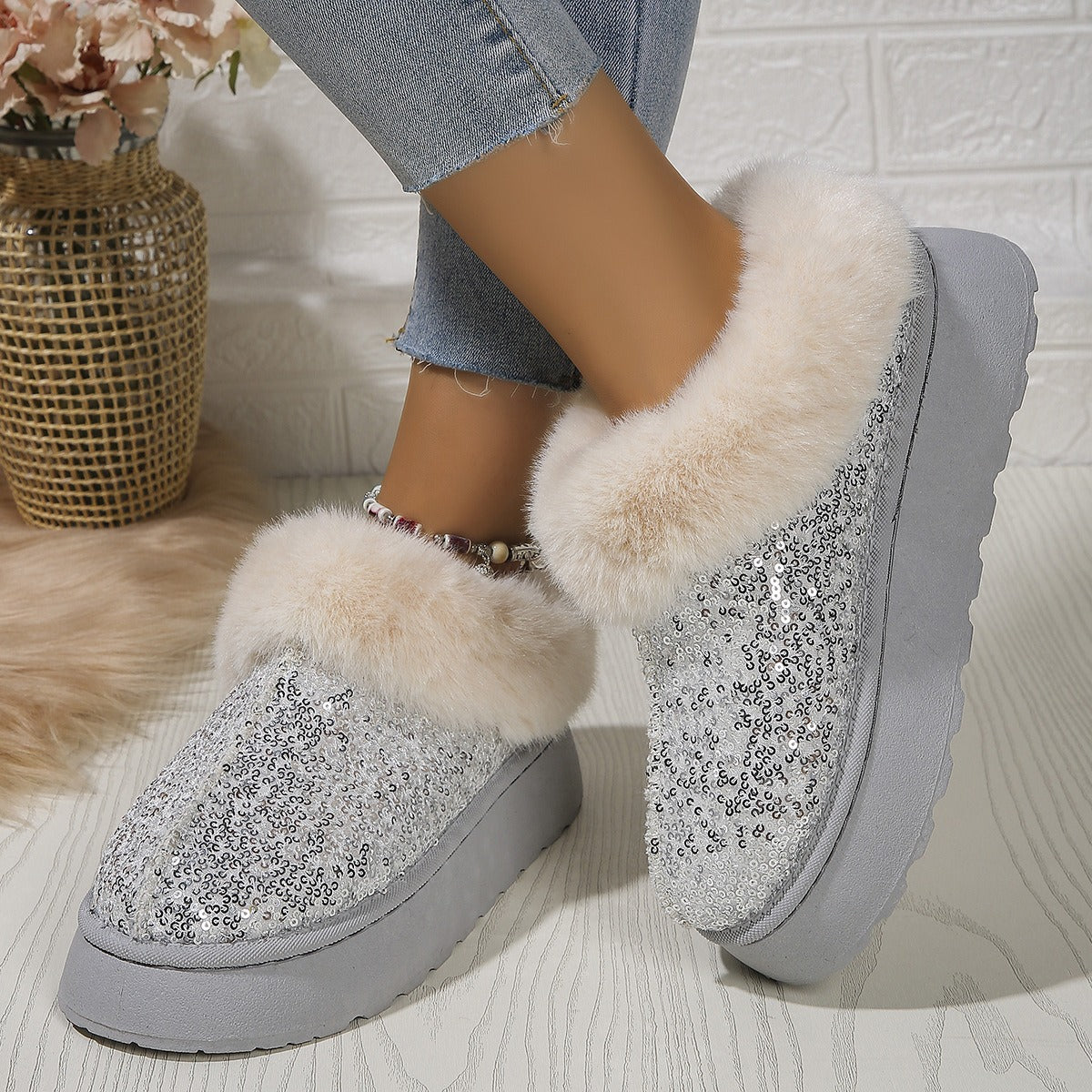 CrystalFur Comfort Platform Boots