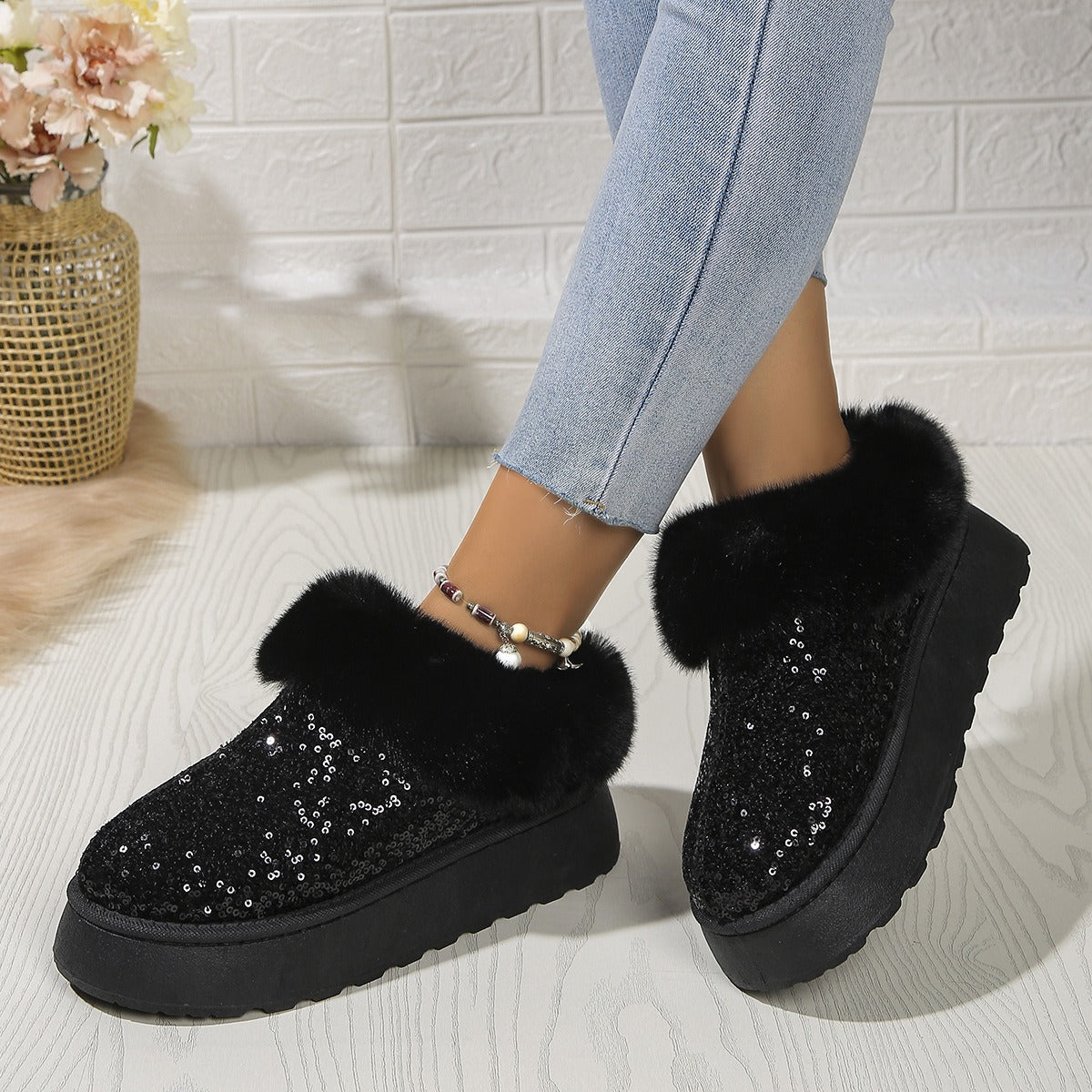 CrystalFur Comfort Platform Boots