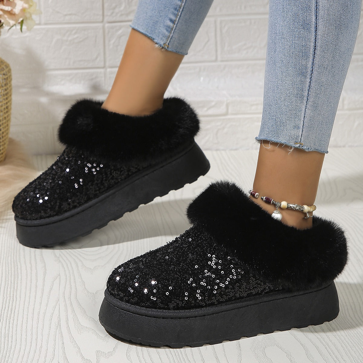 CrystalFur Comfort Platform Boots