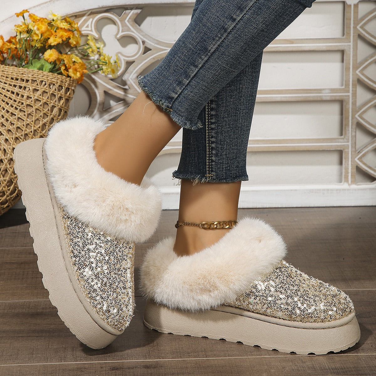 CrystalFur Comfort Platform Boots