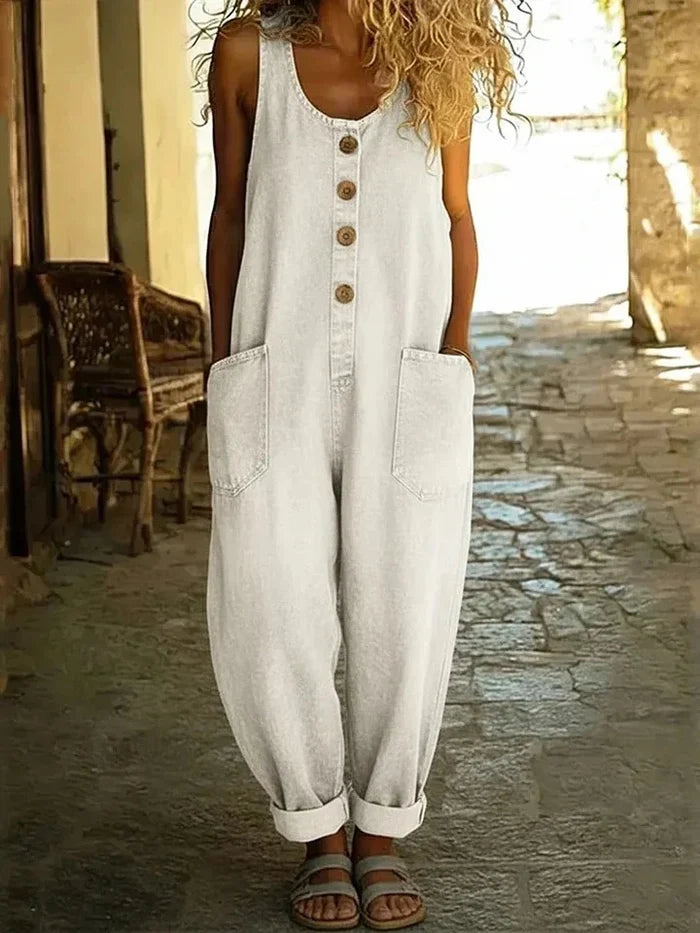 Vintage Cotton Denim Jumpsuit
