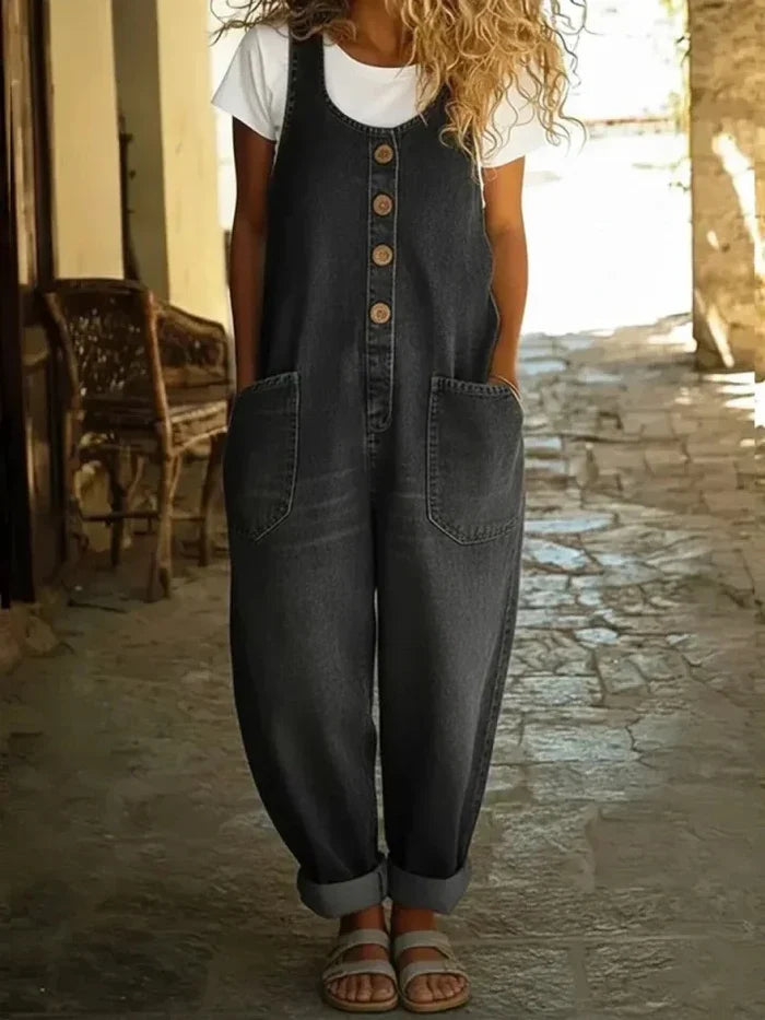 Vintage Cotton Denim Jumpsuit