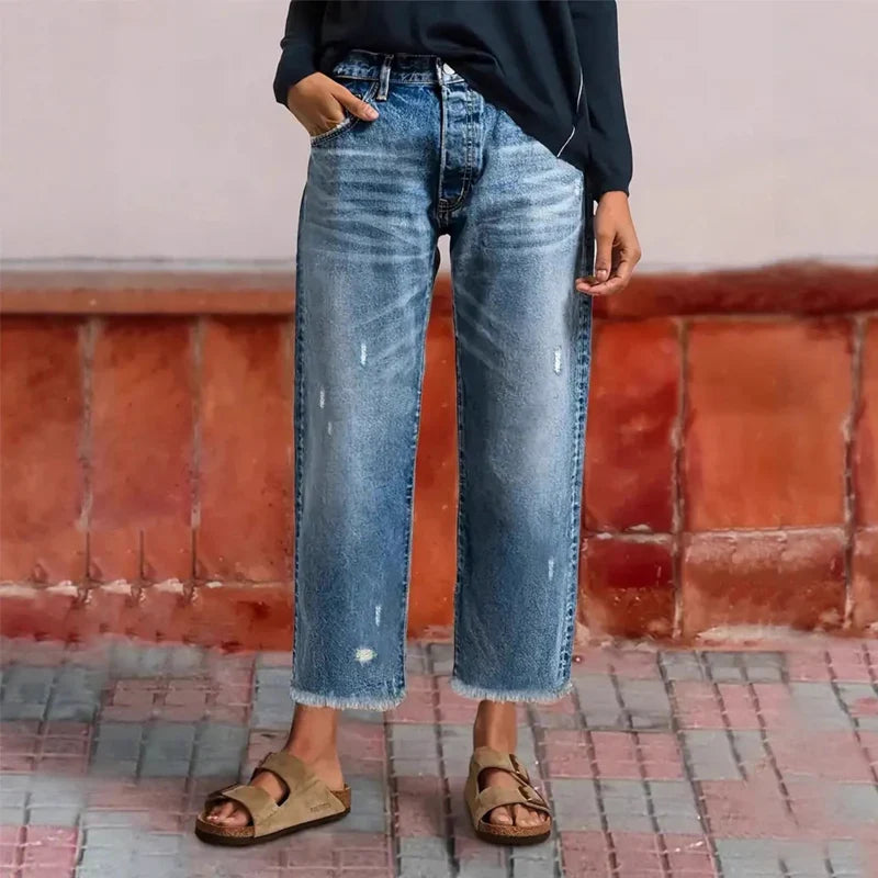 Cropped Straight-Leg Jeans
