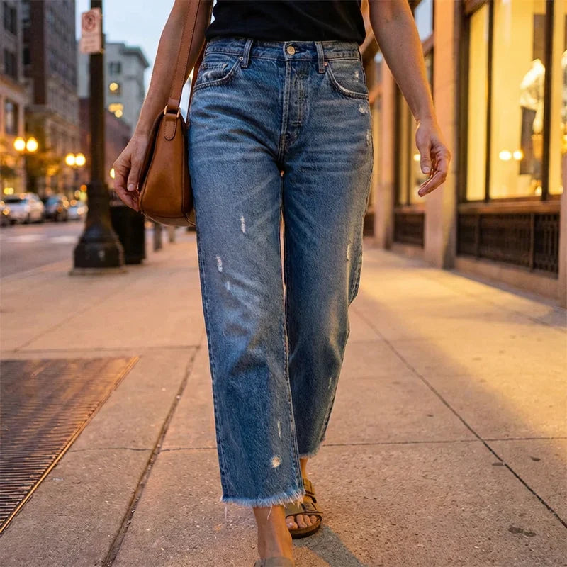 Cropped Straight-Leg Jeans