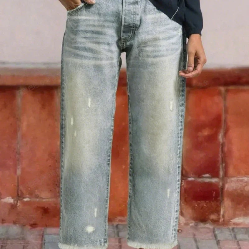 Cropped Straight-Leg Jeans
